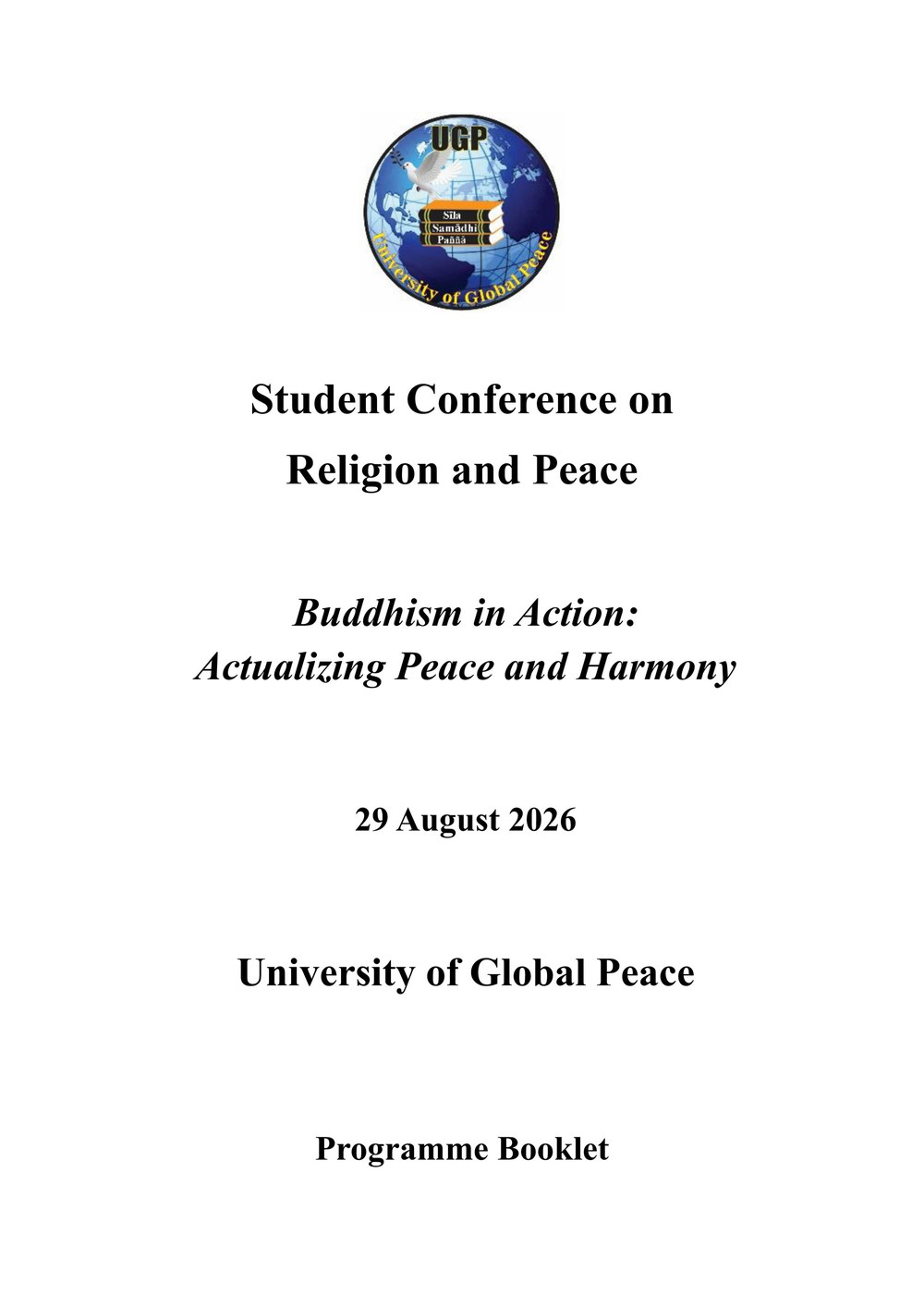 Student Conference on Religion and Peace programme booklet cover